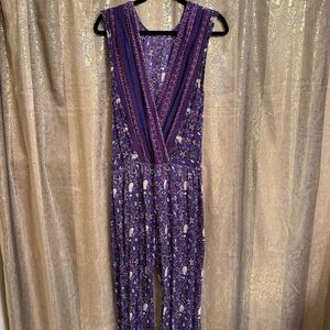 Jens Pirate Booty X Free People Island Fever Flare Jumpsuit Purple Size Medium